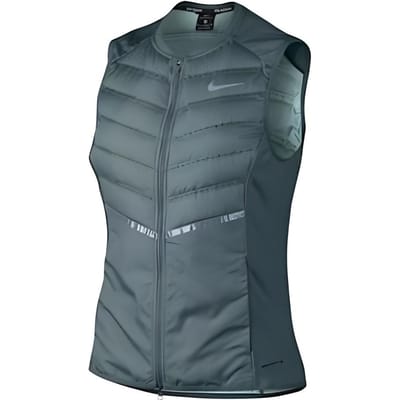 Nike Aeroloft Effen Kleur Rits Casual Mouwloos Vest Dames Vesten Groen 799850-393 L gray