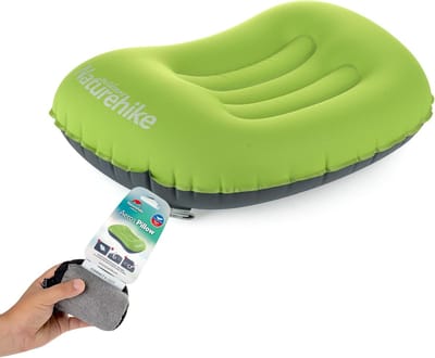 Opblaasbaar Kampeer Kussen - Reiskussen Neksteun - Comfortabel Slapen - Ergonomisch Ontwerp - 42 x 32 cm - Groen