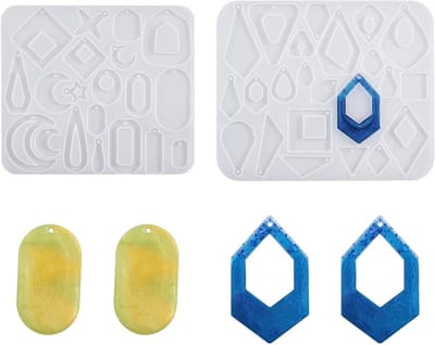 Allecta - Maan Ster Hanger Siliconen Mallen voor Epoxy Ambachten en Sieraden - Onregelmatige Vorm - UV Hars Mal - Geometrische Giethars Mal - 2 Stuks
