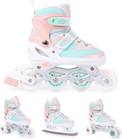 Verstelbare Inline Skates voor Kinderen en Volwassenen - 4-in-1 Rolschaatsen, Skeelers en Schaatsen