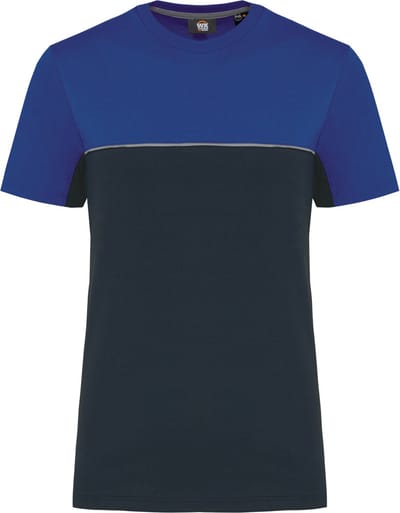 WK. Designed To Work Ecologisch tweekleurig uniseks T-shirt met korte mouwen WK304 - Navy / Royal Blue - 3XL