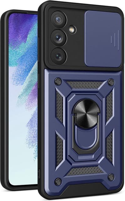 MobyDefend Hoesje - Geschikt voor Samsung Galaxy A54 - Pantsercase Met Draaibare Ring - Blauw