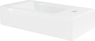 Rechthoekige wastafel zonder overloop 46x26x11 cm Wit keramiek LuxeBath