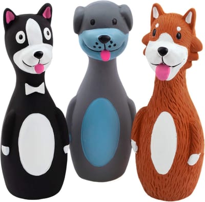 Famanu – Piepende latex hondenspeeltjes – Kauwspeelgoed – Set van 3