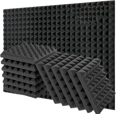 SnelShoppen - Akoestische panelen 12 stuks - Geluidsabsorberende schuimplaten voor studio en kantoor - Zwart 1 inch - Geluidsisolatie en akoestische b