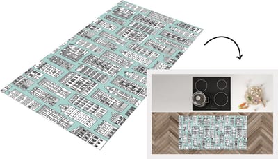 Keukenloper - Loper keuken - Patronen - Huizen - Scandinavisch - 120x60 cm - Keukenloper vinyl