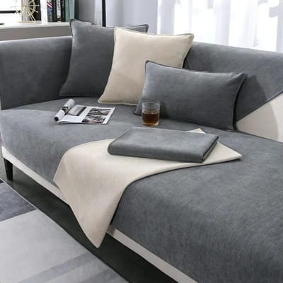 Nordic Chenille Bankhoes Mat Vier Seizoenen Universeel Antislip Bankhoezen L-vormige Bank Handdoekbeschermer voor Woonkamer XS 45x45cm 1pc black