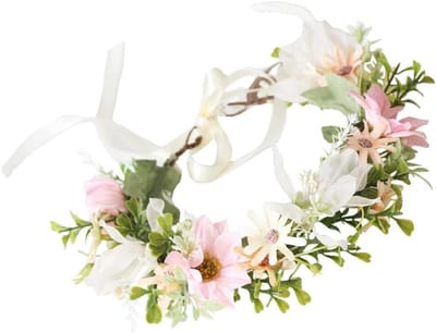 Bruidskrans Bloem Hoofdband - Bloemenkrans Haar - Feestelijke Aankleding - Realistisch Bloemendesign - 25 x 24 x 5 cm - Kleurrijk