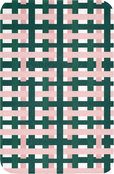 WC mat 40x60 cm - Antislip - Vlechtpatroon - Groen - Roze - Grafisch - Toiletmat - Vloermat - Douchemat - Toilet tapijt - Toiletmatten