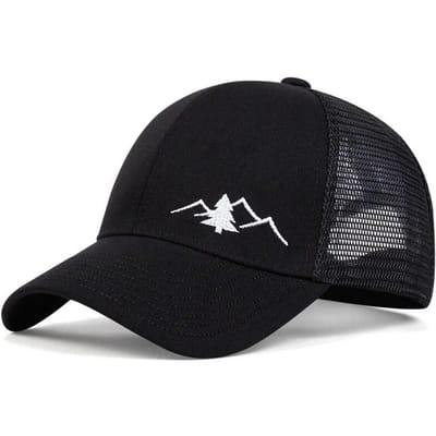 Casquette de Baseball Décontractée Unisexe Chapeau Snapback Sport Broderie Montagne Chapeaux Hip Hop Casquettes d'Été en Maille Respirante Gorras black