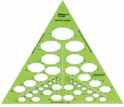 Isometric Ellipses Drawing Scale ¼ inch Sjabloon / Template TD868