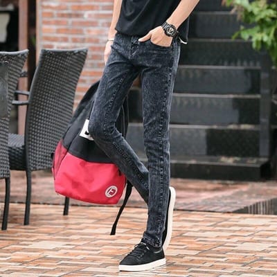 WTEMPO Jeans d'été pour hommes, section fine, couleur unie, ample, extensible, slim, simple, droit, décontracté, respirant, personnalité 33 gray