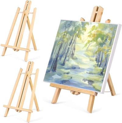 Set van 3 Houten Easels - 30 cm Hoog - Vouwbaar en Verstelbaar - Ideaal voor Schilderen, Tekenen en Tentoonstellingen