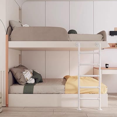 Metalen Ladder - Stapelbed Ladder - Veilig Klimmen - Verdikt Stabiel Materiaal - 130cm Hoog - Wit