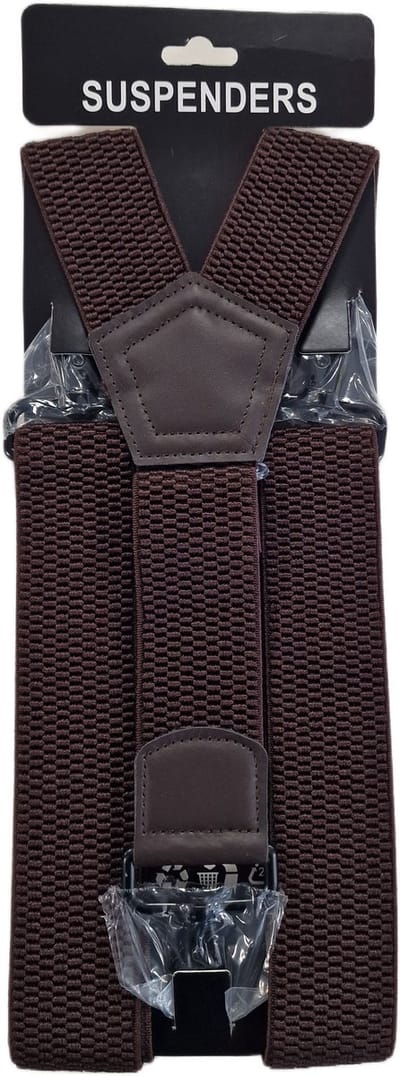 Bretels | Kleur: Bruin | Bretels Heren Volwassenen | Stevige Musketon Haak | 3 Sterke Haken | One Size Fits All