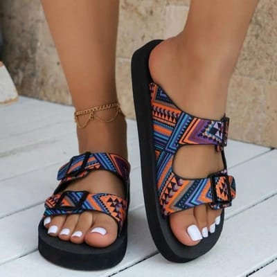 Chaussures Vente Chaude Femme Légères Pantoufles Décontractées Quotidiennes Femme Couleurs Mélangées Boucle Plateforme Plates Chaussures Femme 42 noir