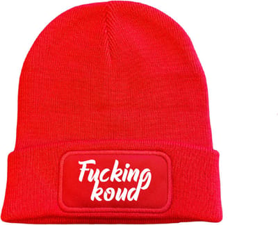Fucking koud (cursief) wintermuts rood | wit - soBAD. | Wintersport | Après ski verkleedkleren | Unisex | Heren en Dames Beanie