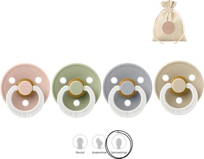 BIBS fopspenen symmetrisch - maat 1 (0-6 maanden) - glow in the dark blush, sage, cloud en vanilla symmetrical