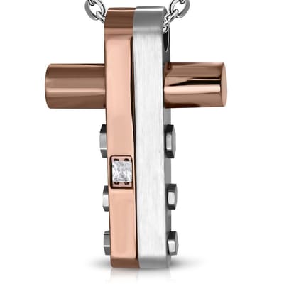 Amanto Ketting Casijn - 316L Staal - Kruis - 37x22mm - 60cm