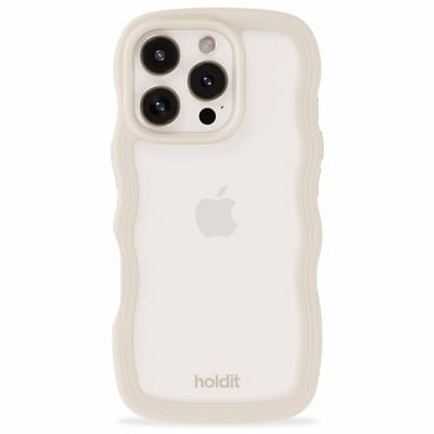 Holdit Wavy Case geschikt voor Apple iPhone 16 Pro - Transparent / Light Beige