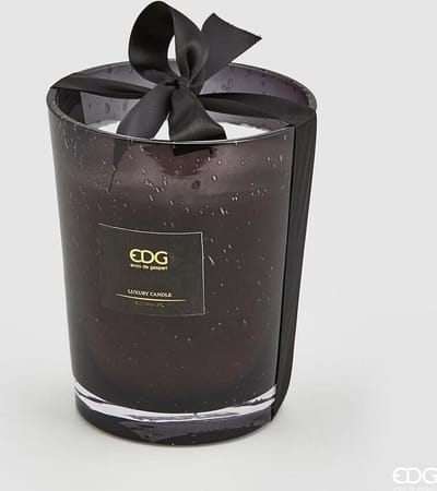 EDG - Enzo De Gasperi Geurkaars “Princess of the Night” met zwarte bubbelglazen pot H23 D18.5