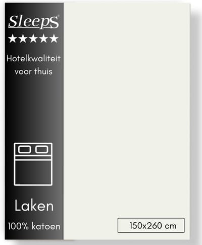 Sleeps Lakens Katoen Ivoor - 1 Persoons 150 x 260 cm - 100% Katoen - Hoogwaardig Hotelkwaliteit - Heerlijk Zacht