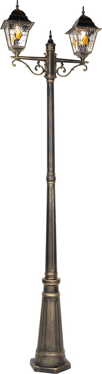QAZQA antigua - Klassieke Staande Buitenlamp | Staande Lamp voor buiten - 2 lichts - H 240 cm - Goud - Buitenverlichting