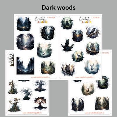 Bullet Journal Stickers - Planner Agenda Stickers - Dark woods stickers - 4 stickervellen - Donker bos - Scrapbook stickers - Deco stickers - gothic stickers - volwassenen en kinderen