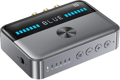 longziming -Bluetooth 5.3 Audio Adapter met RX/TX Functie – Draadloze Zender en Ontvanger – Lange Batterijduur – Inclusief 3,5mm en RCA Kabels
