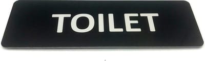 Deurbordje met tekst Toilet - 150 x 50 mm (incl. dubbelzijdige tape) - zwart / wit | Geborstelde RVS-look toplaag | Gratis Verzending