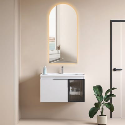Badkamerspiegel met LED Verlichting en Verwarming 45x100cm - Afimera Archtoog - Randloos - Wandspiegel Ovaal - Touch Bediening - Dimbaar - Aanpasbare Lichtkleur