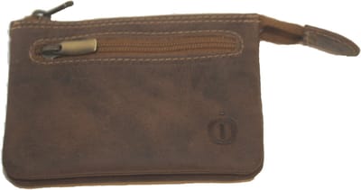 Oi Hunter bruin leren etuitje / sleutelbeursje / zacht lederen portemonneetje met ritsjes / soepel portemonneetje met sleutelring / bruin leer / 326H