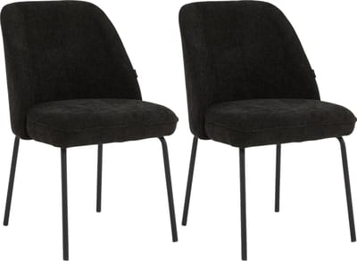 Colenis® - Julia Eetkamerstoel - Set Van 2 - Zwart - Linnen Stof - Industrieel - Design