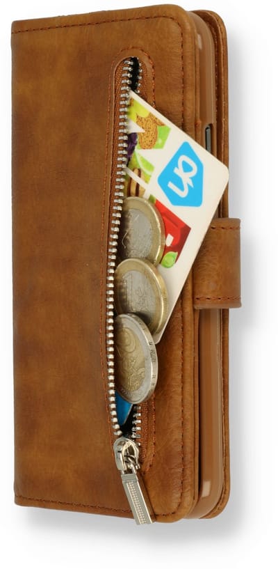 HB Hoesje Geschikt voor Samsung Galaxy A31 - Bruin - Luxe Kunstlederen Portemonnee Book Case met Rits