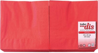 Servetten 2-Laags Rood | Grote verpakking 250 Stuks | Take Dis