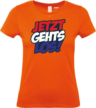 Dames t-shirt Jetzt Geht Los RWB | Koningsdag kleding | Oranje Shirt | Oranje | maat XS