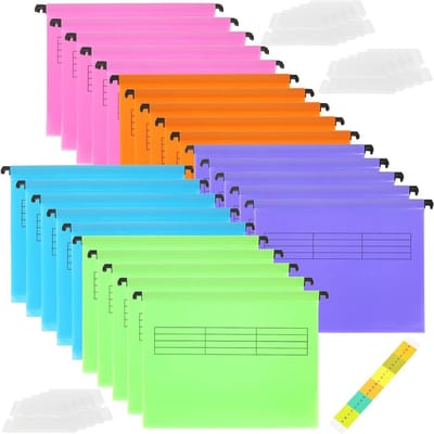 Hanging Files A4 Set van 25 Stuks - Plastic PVC Bestanden voor Archiefkast - Met Tabs voor Kantoor, School en Thuisgebruik