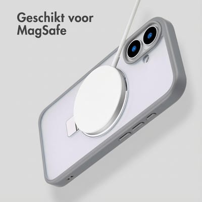 Accezz Hoesje - Geschikt voor Apple iPhone 16 - Ring Stand Backcover geschikt voor MagSafe - Grijs