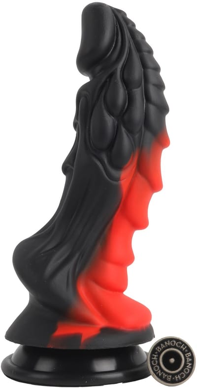 Banoch | Fantasy Dragon Dildo | Rood/Zwart – Siliconen Dildo met Zuignap | Gedetailleerde Textuur | Flexibel & Stevig | Monster creature