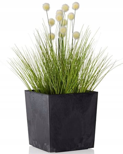 Flore Vierkante Pot Zwart Betonlook 25x25cm met Inzet