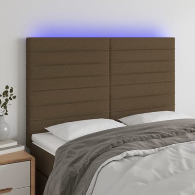 vidaXL - Hoofdbord - LED - 144x5x118/128 - cm - stof - donkerbruin