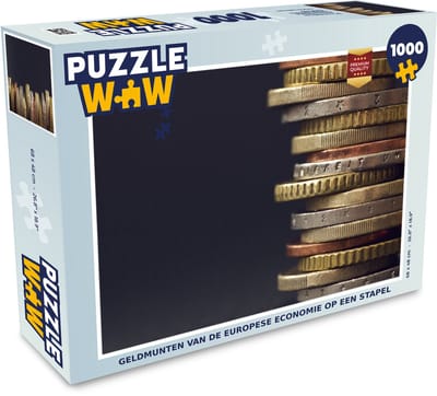Puzzel Geldmunten van de Europese economie op een stapel - Legpuzzel - Puzzel 1000 stukjes volwassenen