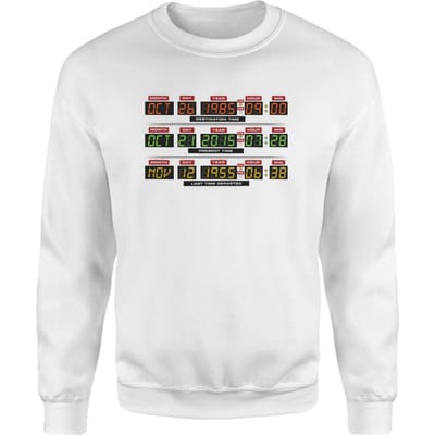 Back To The Future Destination Clock Sweatshirt - White - XS