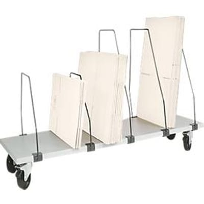 Packpool ondertafel-magazijn, verrijdbaar, 6 duwbeugels, voor inpaktafels B 1500 mm