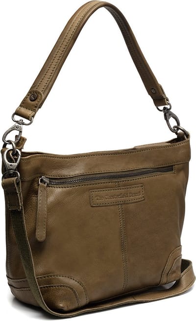 The Chesterfield Brand Leren Schoudertas Lucy Small Hobo Bag Olive Green Olijfgroen