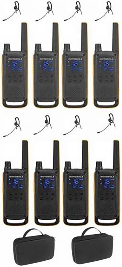 Set van 8 Motorola Talkabout T82 Extreme PMR446 Portofoons met headsets