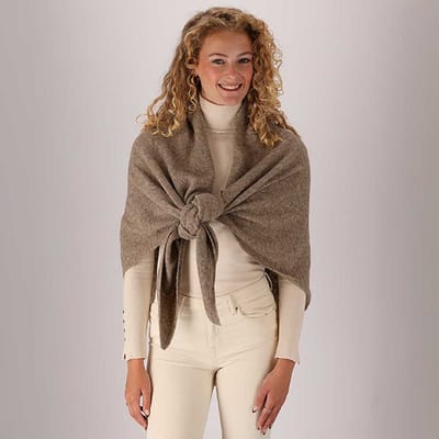 Gebreide omslagdoek - Dames - Donker Taupe - Donker Taupe / One Size