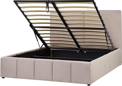 CASTELNAVET - Tweepersoonsbed - Taupe - 160 x 200 cm - Polyester