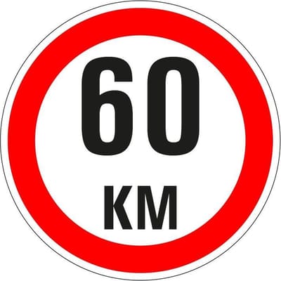 Maximaal 60 km sticker, A1 150 mm