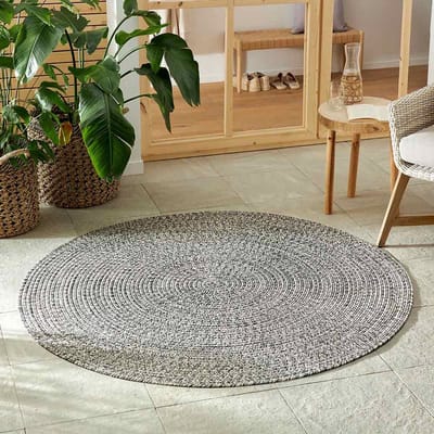 Flycarpets Trenzado Rond Binnen- en buitenkleed Gemeleerd - Jute Look - Vloerkleed Buiten / Tuintapijt - Laagpolig - 200 cm